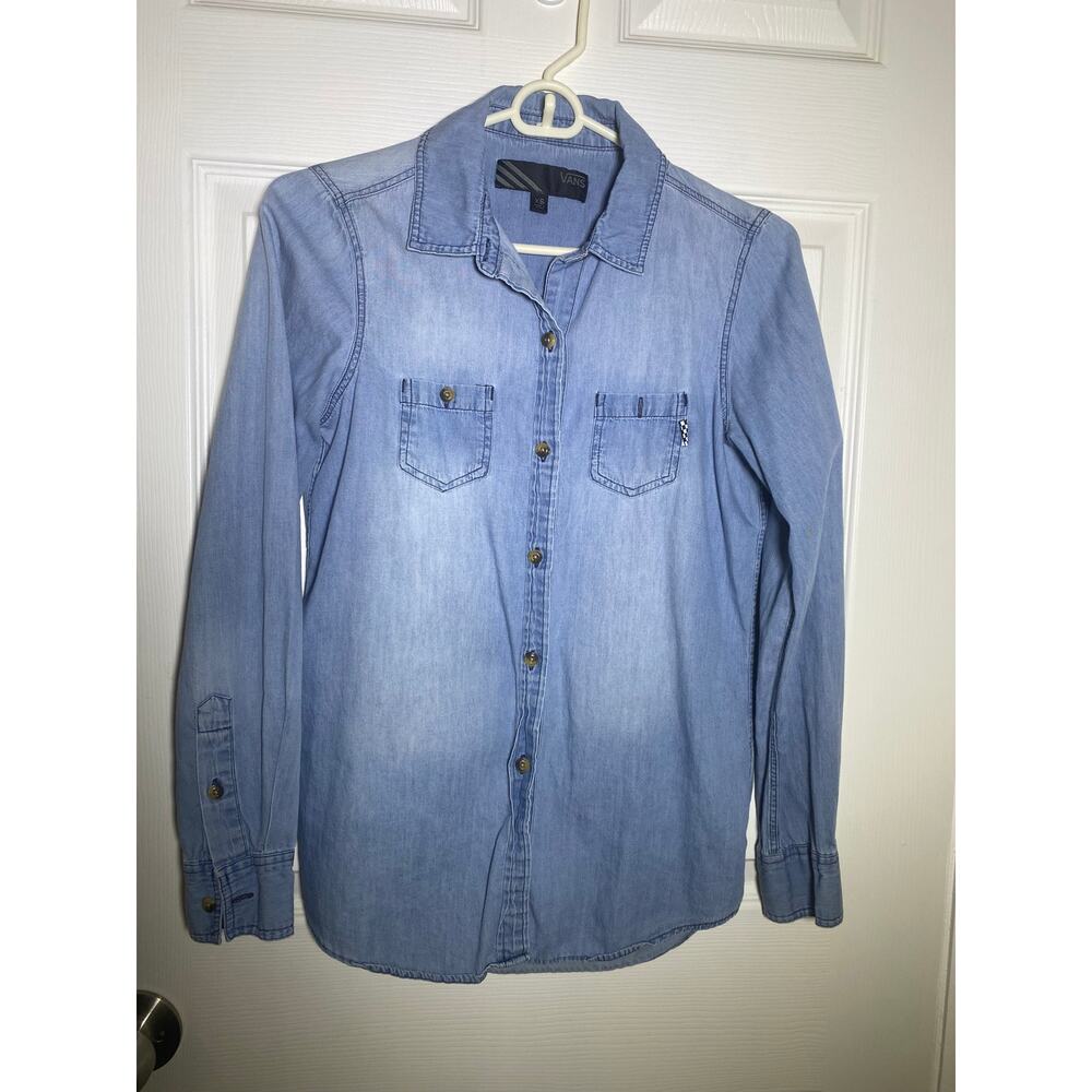 Vans women's blue denim button down shirt XS